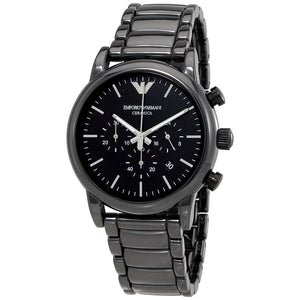 Emporio Armani Ceramica Chronograph Black Dial Black Strap Watch For Men - AR1452 Authentic Buy Shop Now