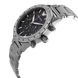 Emporio Armani Mario Chronograph Black Dial Silver Steel Strap Watch For Men - AR11241 Authentic Buy Shop Now
