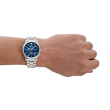 Emporio Armani Chronograph Blue Dial Silver Steel Strap Watch For Men - AR11528 Authentic Buy Shop Now