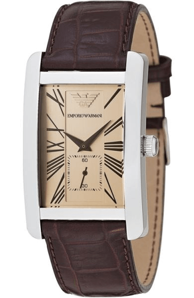 Emporio Armani Classic Beige Dial Brown Leather Strap Watch For Women - AR0155 Authentic Buy Shop Now