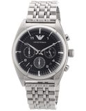 Emporio Armani Franco Black Dial Silver Steel Strap Watch For Men - AR0373 Authentic Buy Shop Now