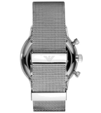 Emporio Armani Classic Chronograph Quartz Silver Dial Silver Mesh Bracelet Watch For Men - AR0390 Authentic Buy Shop Now