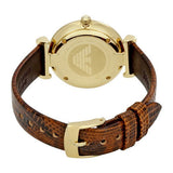 Emporio Armani Gianni T Bar Beige Dial Brown Leather Strap Watch For Women - AR1883 Authentic Buy Shop Now