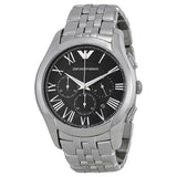 Emporio Armani Classic Chronograph Black Dial Silver Steel Strap Watch For Men - AR1786 Authentic Buy Shop Now