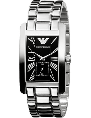 Emporio Armani Classic Black Dial Silver Stainless Steel Strap Watch For Men - AR0156 Authentic Buy Shop Now