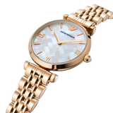 Emporio Armani Mother of Pearl Dial Rose Gold Steel Strap Watch For Women - AR11110 Authentic Buy Shop Now