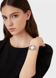 Emporio Armani Gianni T-Bar Quartz Crystals Black Dial Gold Steel Strap Watch For Women - AR11423 Authentic Buy Shop Now