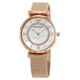 Emporio Armani Gianni T Bar Mother of Pearl Dial Rose Gold Mesh Bracelet Watch For Women - AR11320 Authentic Buy Shop Now