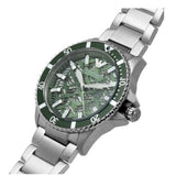 Emporio Armani Diver Automatic Green Dial Silver Steel Strap Watch For Men - AR60061 Authentic Buy Shop Now