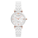 Emporio Armani Ceramica Mother of Pearl Dial White Ceramic Strap Watch For Women - AR1486 Authentic Buy Shop Now