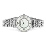 Emporio Armani Gianni T-Bar Mother of Pearl Dial Silver Stainless Steel Watch For Women - AR1908 Authentic Buy Shop Now