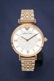 Emporio Armani T-Bar Gianni Crystal Pave Dial Rose Gold Steel Strap Watch For Women - AR11244 Authentic Buy Shop Now