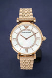 Emporio Armani Gianni T Bar Mother of Pearl Rose Gold Stainless Steel Strap Watch For Women - AR1909 Authentic Buy Shop Now