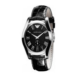 Emporio Armani Velente Black Dial Black Leather Strap Watch For Women - AR0644 Authentic Buy Shop Now