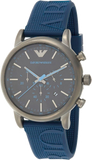 Emporio Armani Luigi Chronograph Black Dial Blue Rubber Strap Watch For Men - AR11023 Authentic Buy Shop Now