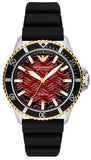 Emporio Armani Meccanico Automatic Red Dial Black Silicon Strap Watch For Men - AR60070 Authentic Buy Shop Now