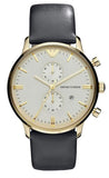 Emporio Armani Gianni Beige Dial Grey Leather Strap Watch For Men - AR0386 Authentic Buy Shop Now