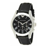 Emporio Armani Valente Chronograph Black Dial Black Leather Strap Watch For Men - AR1633 Authentic Buy Shop Now