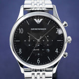 Emporio Armani Beta Chronograph Black Dial Steel Strap Watch For Men - AR1863 Authentic Buy Shop Now