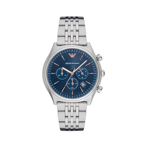 Emporio Armani Luigi Chronograph Quartz Blue Dial Silver Steel Strap Watch For Men - AR1974 Authentic Buy Shop Now