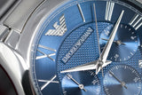 Emporio Armani Chronograph Quartz Blue Dial Silver Steel Strap Watch For Men - AR11082 Authentic Buy Shop Now