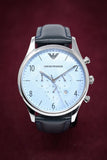 Emporio Armani Chronograph Blue Dial Blue Leather Strap Watch For Men - AR1889 Authentic Buy Shop Now