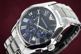 Emporio Armani Classic Blue Dial Silver Steel Strap Watch For Men - AR1635 Authentic Buy Shop Now