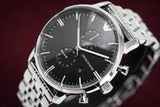Emporio Armani Chronograph Black Dial Silver Steel Strap Watch For Men - AR0389 Authentic Buy Shop Now