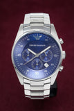 Emporio Armani Sportivo Chronograph Blue Dial Silver Steel Strap Watch For Men - AR5860 Authentic Buy Shop Now
