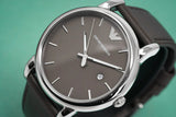Emporio Armani Classic Quartz Grey Dial Grey Leather Strap Watch For Men - AR1730 Authentic Buy Shop Now