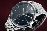 Emporio Armani Gianni Chronograph Blue Dial Silver Steel Strap Watch For Men - AR80013 Authentic Buy Shop Now