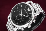 Emporio Armani Luigi Black Dial Silver Steel Strap Watch For Men - AR1894 Authentic Buy Shop Now