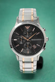 Emporio Armani Renato Chronograph Black Dial Two Tone Steel Strap Watch For Men - AR11165 Authentic Buy Shop Now