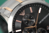 Emporio Armani Renato Chronograph Black Dial Two Tone Steel Strap Watch For Men - AR11165 Authentic Buy Shop Now