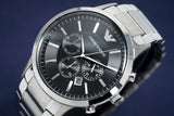 Emporio Armani Sportivo Chronograph Black Dial Silver Steel Strap Watch For Men - AR2460 Authentic Buy Shop Now
