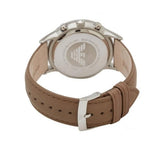 Emporio Armani Classic Chronograph Silver Dial Brown Leather Strap Watch For Men - AR2471 Authentic Buy Shop Now