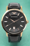 Emporio Armani Renato Quartz Black Dial Black Leather Strap Watch For Men - AR2425 Authentic Buy Shop Now