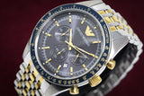 Emporio Armani Tazio Chronograph Blue Dial Two Tone Stainless Steel Watch For Men - AR6088 Authentic Buy Shop Now