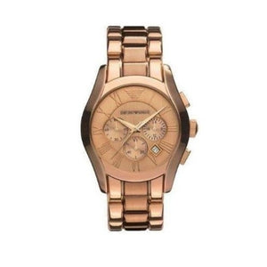 Emporio Armani Valente Chronograph Rose Gold Dial Rose Gold Steel Strap Watch For Men - AR0365 Authentic Buy Shop Now
