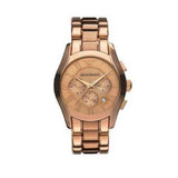 Emporio Armani Valente Chronograph Rose Gold Dial Rose Gold Steel Strap Watch For Men - AR0365 Authentic Buy Shop Now