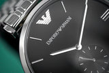 Emporio Armani Retro Black Dial Silver Steel Strap Watch For Men - AR1676 Authentic Buy Shop Now