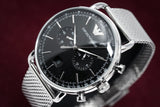 Emporio Armani Chronograph Black Dial Silver Mesh Bracelet Watch For Men - AR11104 Authentic Buy Shop Now