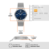 Emporio Armani Minimalist Quartz Blue Dial Silver Steel Strap Watch For Men - AR11571 Authentic Buy Shop Now