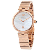 Emporio Armani Mother of Pearl Dial Rose Gold Steel Strap Watch For Women - AR11236 Authentic Buy Shop Now