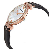 Emporio Armani Gianni T-Bar Mother of Pearl Dial Black Leather Strap Watch For Women - AR11295 Authentic Buy Shop Now
