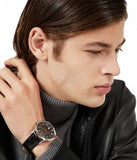 Emporio Armani Renato Analog Black Dial Black Leather Strap Watch For Men - AR11186 Authentic Buy Shop Now