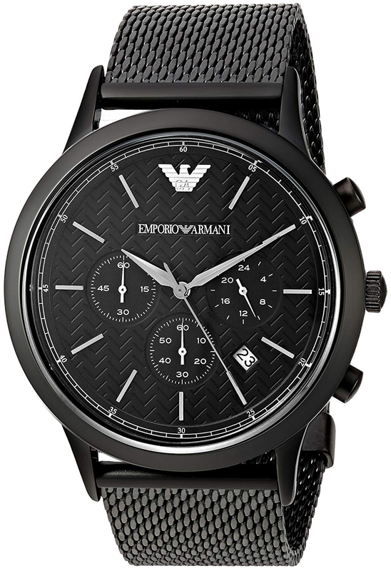 Emporio Armani Renato Chronograph Black Dial Black Mesh Bracelet Watch For Men - AR2498 Authentic Buy Shop Now