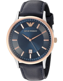 Emporio Armani Renato Analog Blue Dial Black Leather Strap Watch For Men - AR2506 Authentic Buy Shop Now