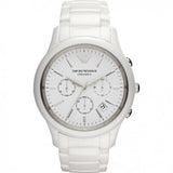 Emporio Armani Luigi Chronograph Ceramic White Dial White Ceramic Strap Watch For Men - AR1499 Authentic Buy Shop Now