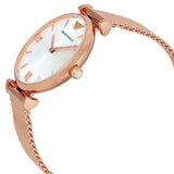 Emporio Armani Gianni T Bar Silver Dial Rose Gold Mesh Bracelet Watch For Women - AR1956 Authentic Buy Shop Now